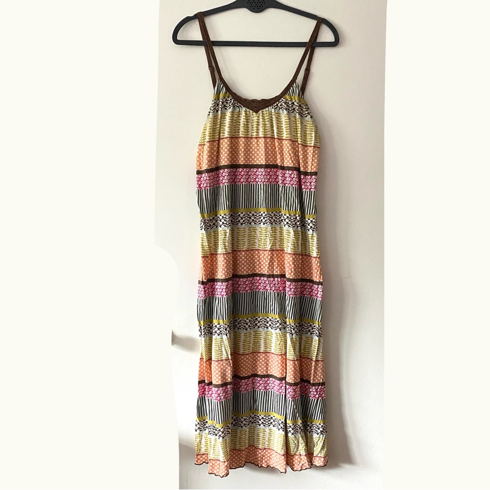 Lucy & Laurel Rainbow Multicolor Stripe Polka Dot Maxi Dress